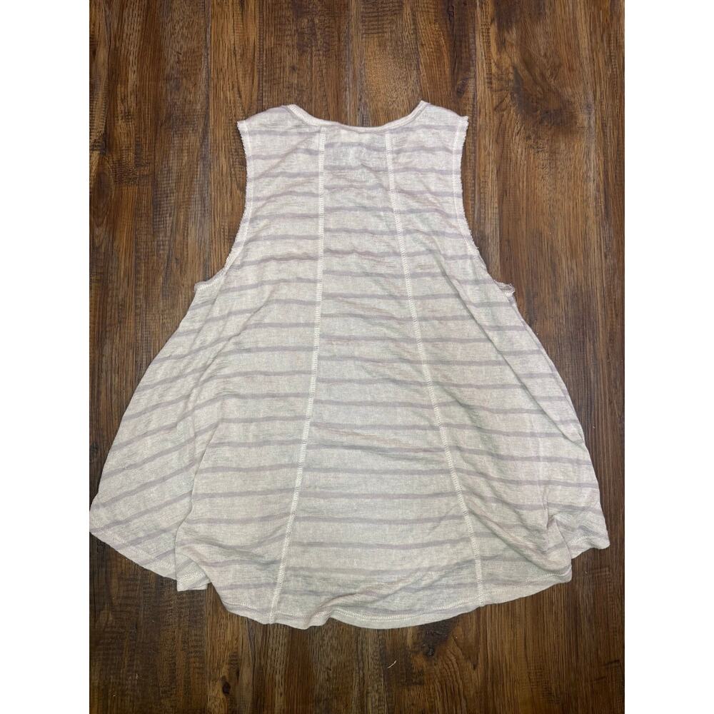 PPLA SMALL striped sleeveless boho tank beige purple raw hem distressed design - Picture 2 of 10